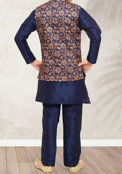 Boy's Party Wear Kurta Pajama With Waistcoat - db21395