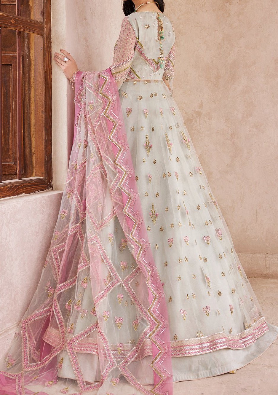 Emaan Adeel Pakistani Luxury Anarkali Net Dress - db22654