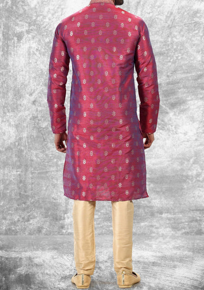 Embroidered Party Wear Jacquard Kurta Pajama Set - db21473