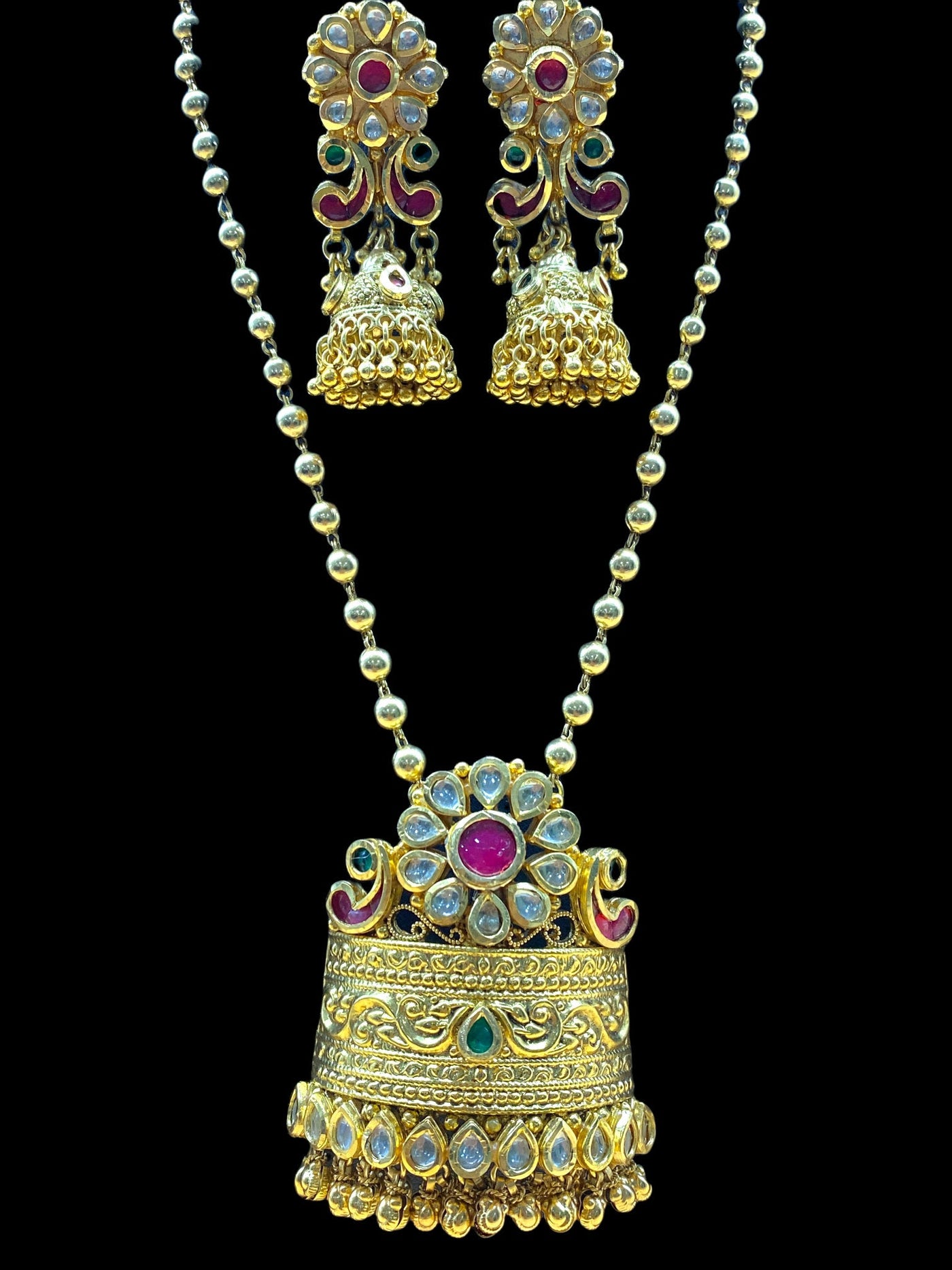 Gold Plated Stone Work Necklace Set - dba029