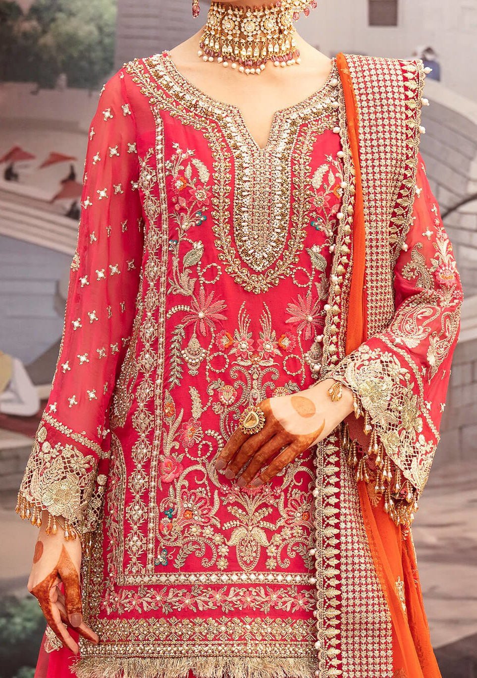 Imrozia Gulab Pakistani Luxury Chiffon Dress - db24903