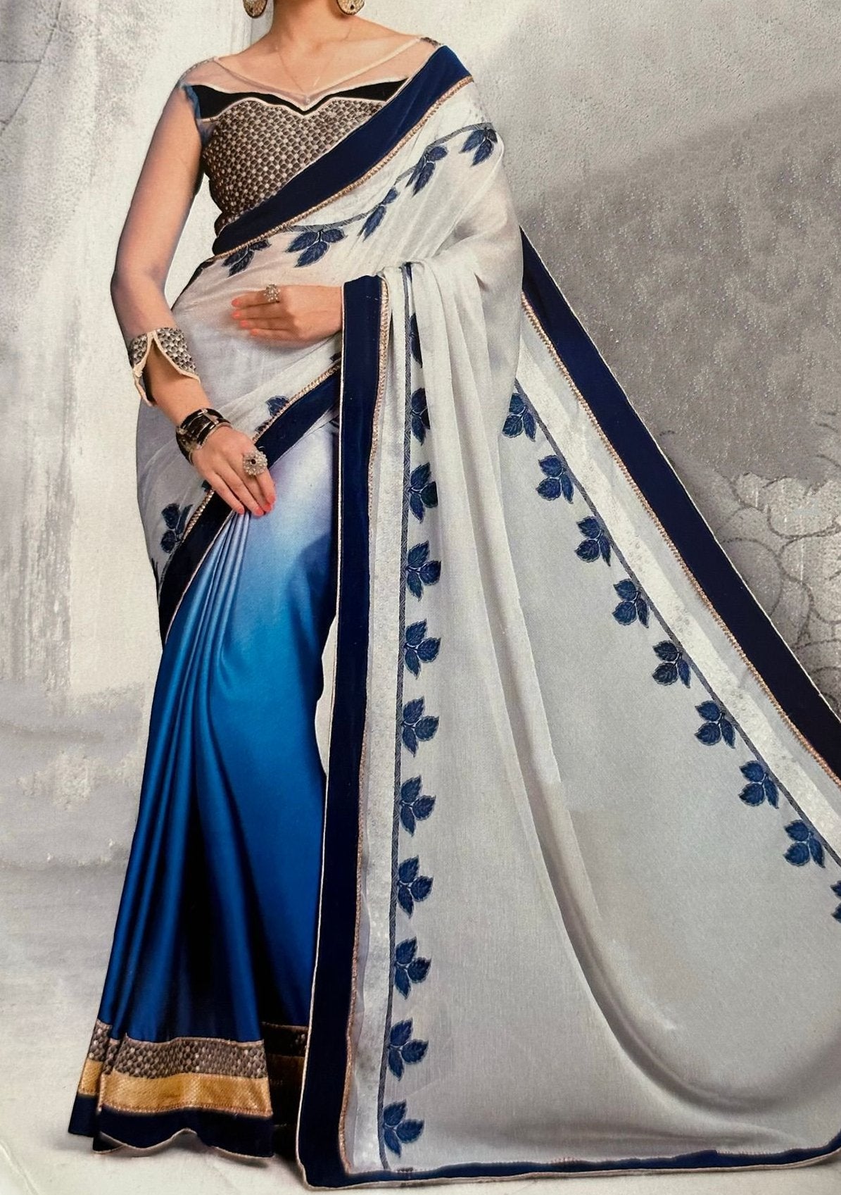 Mink Designer Embroidered Georgette Saree - db21096