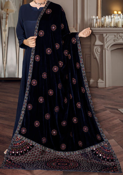 Ramsha Pakistani Embroidered Velvet Shawl - db24539