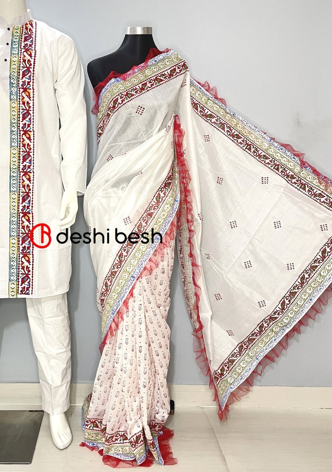 Screen Printed Mixed Cotton Couple Combo Set - db25626