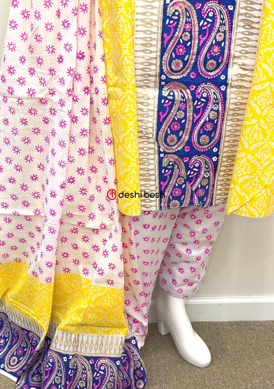 Summer Block Printed Soft Cotton Salwar Suit - db19675