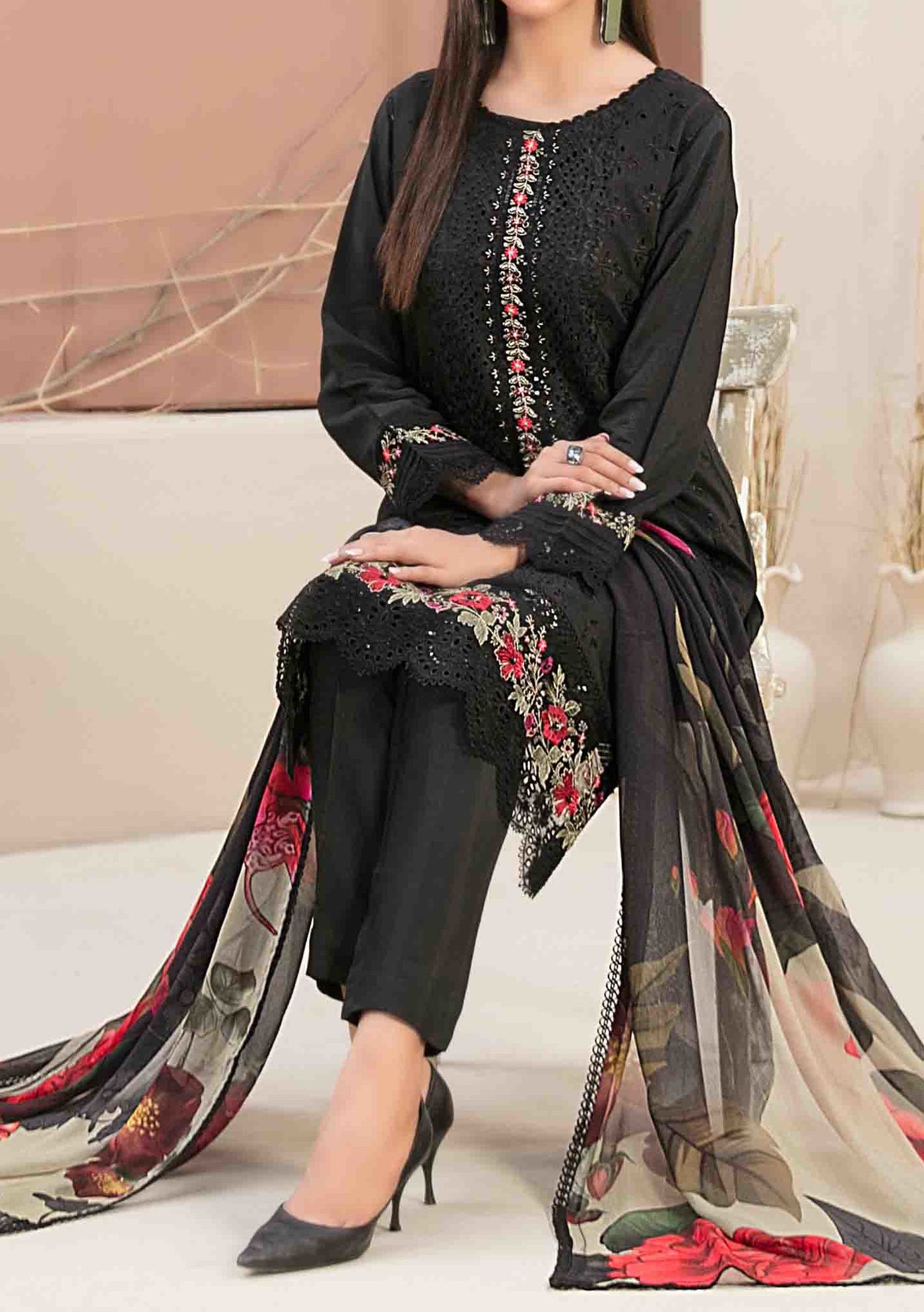 Tawakkal Feeha Heavy Embroidered Viscose Dress - db24893