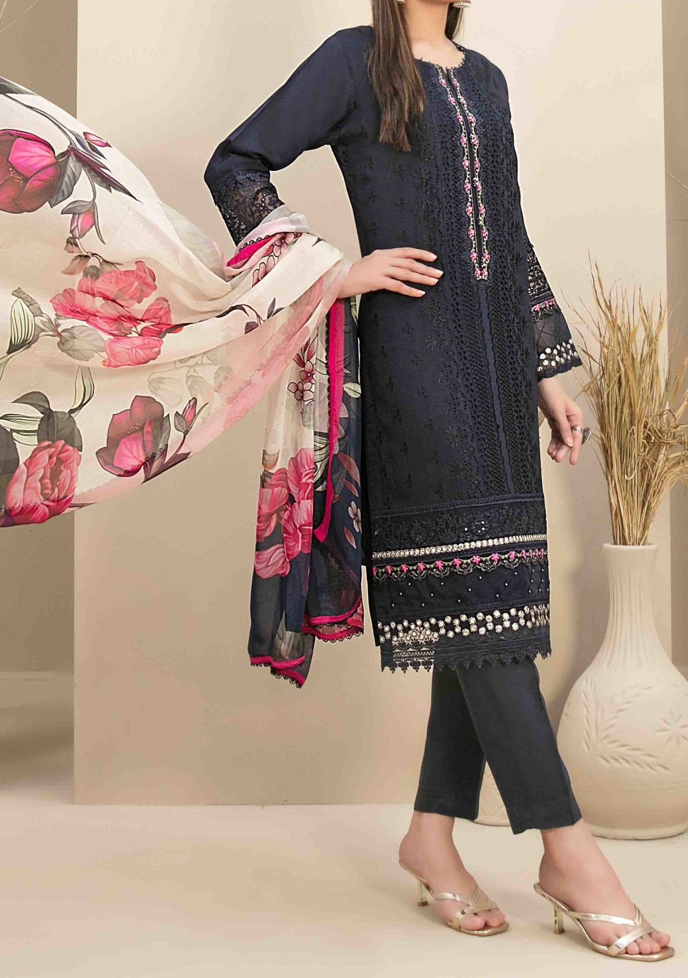 Tawakkal Feeha Heavy Embroidered Viscose Dress - db24897